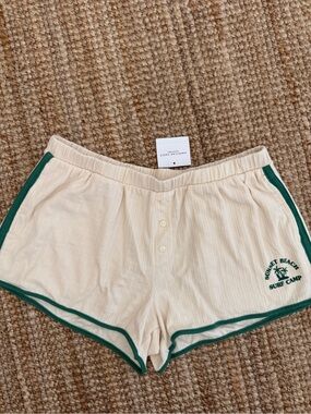 American Eagle Outfitters Cream Shorts with Green Trim
